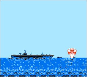 紅白機上的《捍衛戰士》，要想降落在航空母艦上可能比開真的雄貓戰機還要難，結局往往就如圖中一般。