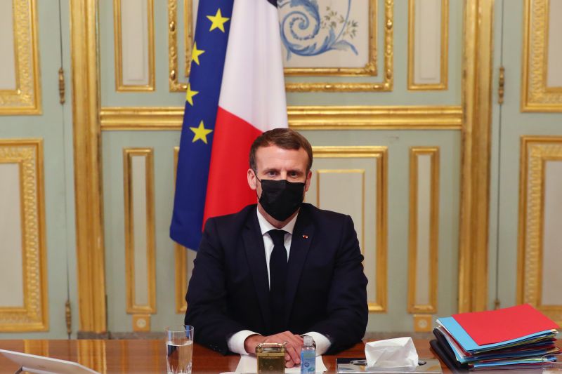 ▲法國總統馬克宏確診感染COVID-19。（圖／美聯社／達志影像）