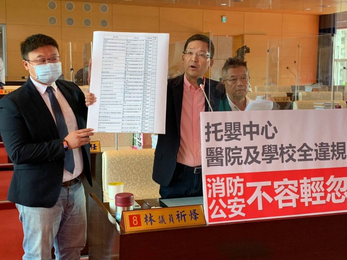 ▲台中市消防局網路公布消防安檢違規名單，議員發現指出，市府公設民營的托嬰中心等都有違反消防法規的問題？(圖／柳榮俊攝2020.11.2)