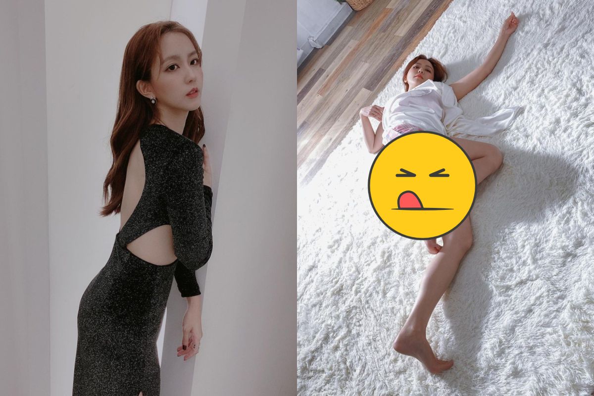 ▲周曉涵躺地秀白皙長腿，雙腳中間暗藏心機亮點。（圖／周曉涵 IG） 