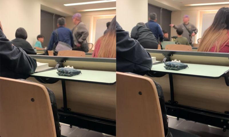 ▲兩名中年男子對著學生怒罵。(圖/翻攝自《靠北文化