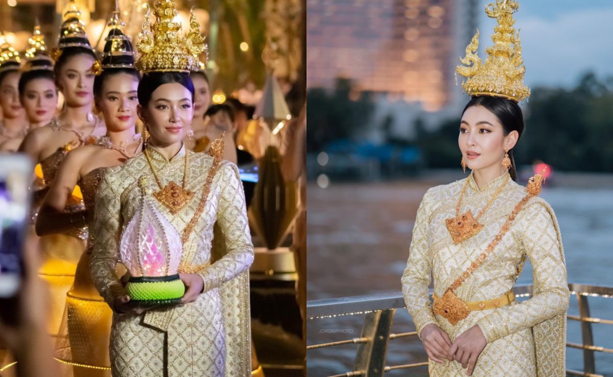 ▲泰國曼谷的購物中心暹羅天地（ICONSIAM）所主辦的活動邀請擔任「水燈小姐」。（圖／翻攝自推特）