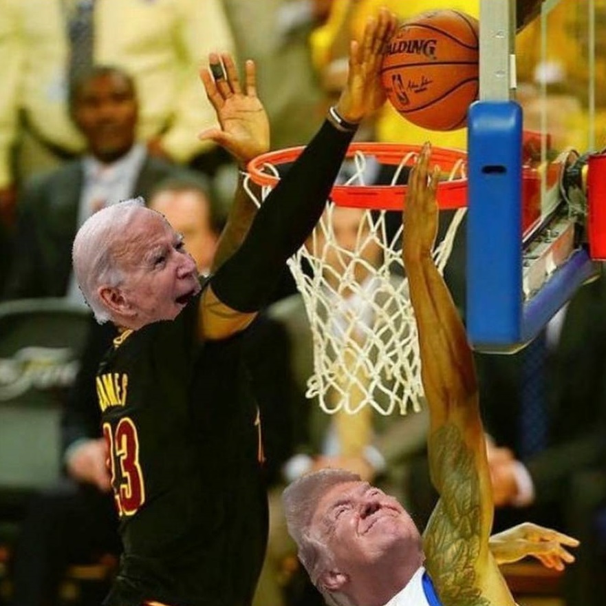 ▲惡搞拜登逆轉川普的梗圖。（圖／取自LeBron James IG）