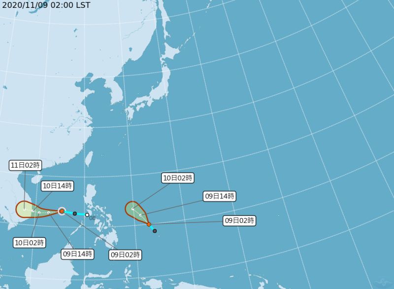 ▲今凌晨2時位於南沙島海面的熱帶性低氣壓，已經發展為今年第21號輕度颱風「艾陶」（ETAU）。（圖／翻攝自氣象局）