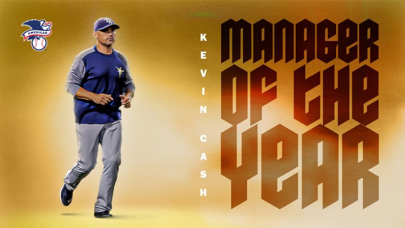 ▲光芒總教練Kevin Cash獲得美聯最佳總教練。（圖／取自MLB　Twitter）
