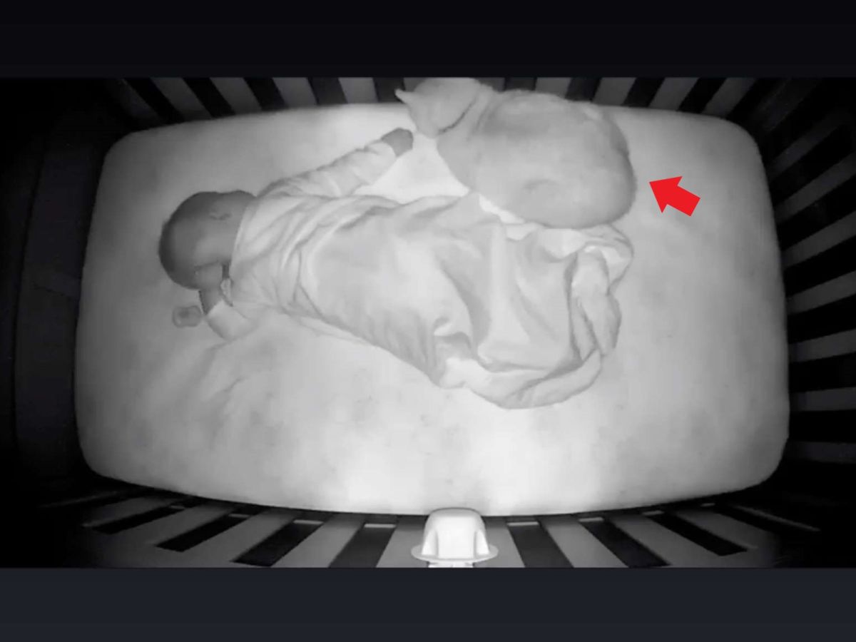 ▲監視器拍到貓咪「桑尼」偷偷溜進嬰兒床陪妹妹睡覺（圖／Shannon Richardson）