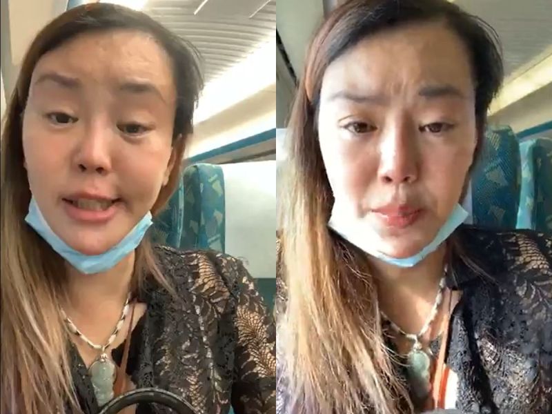 ▲法拉利姐3度被高鐵站務員阻止直播。(圖/翻攝張婷婷(法拉利姐)