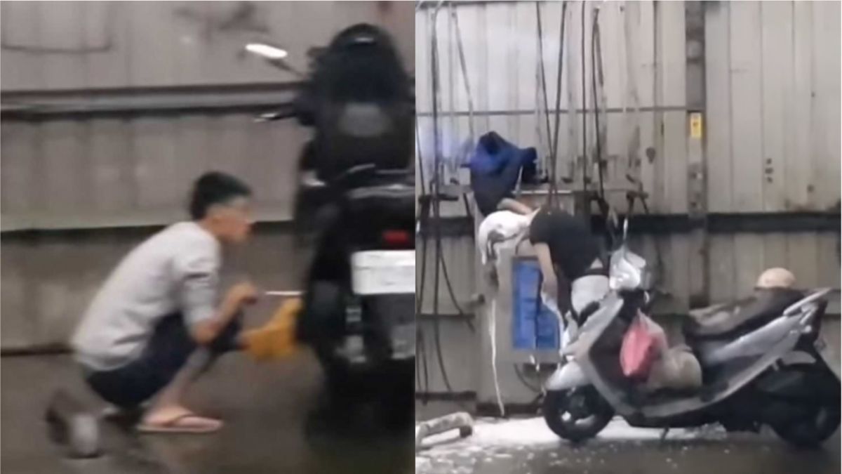 ▲自助洗車還兼洗頭！這名長髮姊的誇張行動，吸引廣大網友討論。（圖／翻攝自《爆廢1公社》）