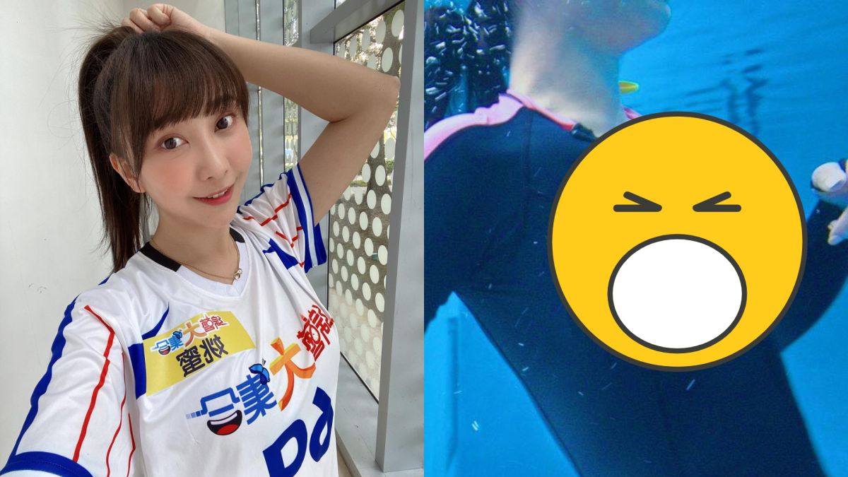 ▲姚蜜潛水衣不穿好，下水後畫面養眼。（圖／姚蜜臉書）