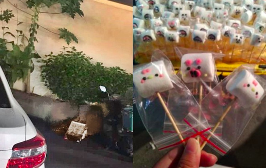 ▲網友分享自己行經台南花園夜市時，看到女童（左圖）坐在地上叫賣販售零食，而在地網友出面表示還有另一對「棉花糖兄妹」也是如此。（圖／翻攝台南爆料公社、Dcard）