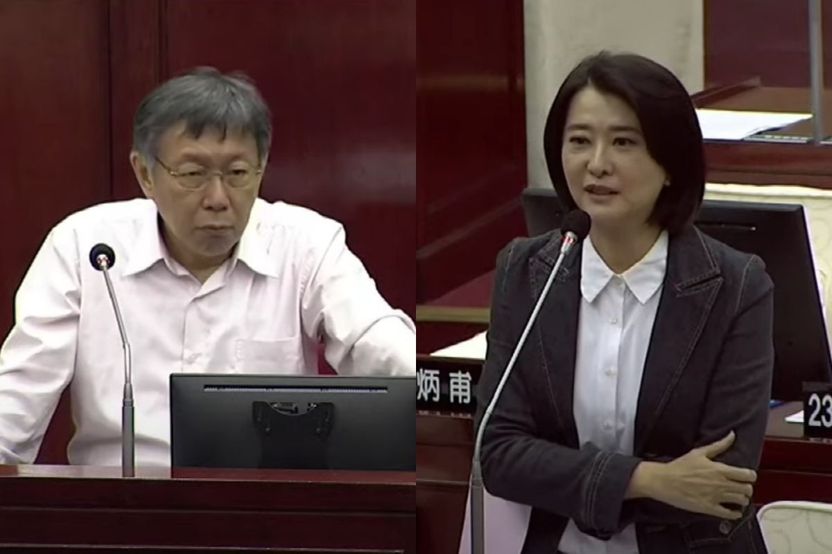 ▲台北市長柯文哲16日在接受質詢時，表示行政院發言人丁怡銘請辭不能怪他，「是他們要害人害沒有成功害到自己」。（圖／翻攝台北市議會直播系統）