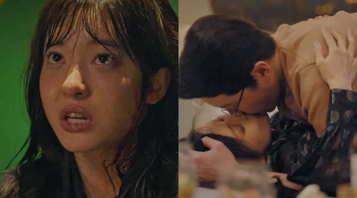 ▲劇中，趙秀敏（左）握有嚴基俊跟金素妍的偷情證據，最終被推下樓慘死。（圖／翻攝愛奇藝）
