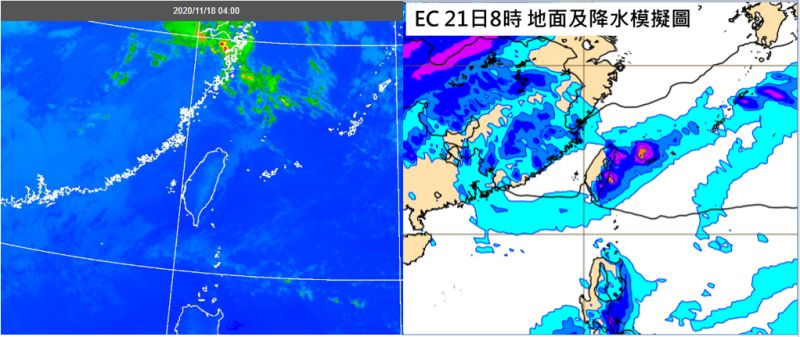 ▲吳德榮指出，周（20日）五晚至周六有一小股東北風南下，北海岸、北部山區及東北部轉有局部雨，大台北及東半部的降雨機率提高。（圖／翻攝自《三立準氣象·