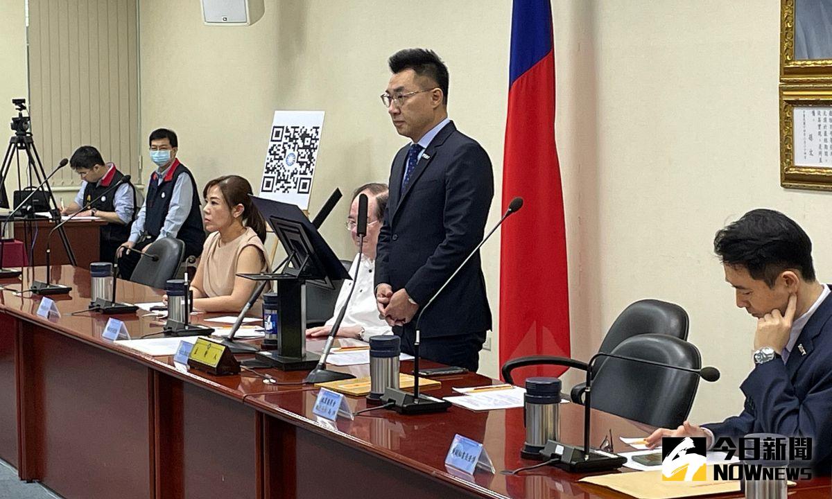 ▲國民黨主席江啟臣18日下午在主持中常會時，針對中天新聞台換照未過關一事，表示有線電視新聞台頻譜安排應該考量國內輿論的衡平，「我們拒絕政治光譜單一化」。（圖／記者丁上程攝,2020.11.18）