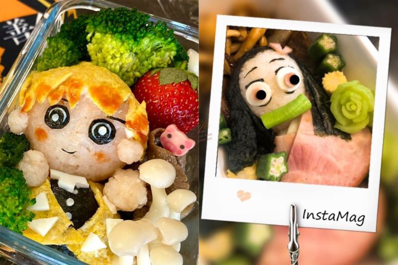 ▲趙天麟太太精心製作「善逸」與「禰豆子」的造型便當。(圖/翻攝自《趙天麟》臉書