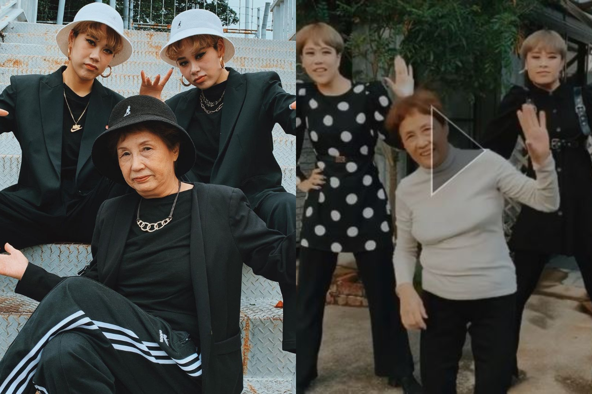 ▲阿嬤很喜歡跳舞，因此請開舞蹈教室的孫女──22歲的SAKRA和19歲的CHINATSU教自己跳舞。（圖／翻攝自＠sistagram_sis）