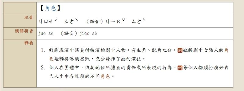 ▲「角」色讀音和語音不同。（圖／翻攝自教育部重編國語辭典修訂本）