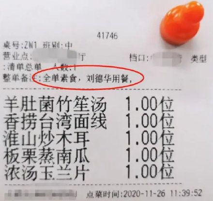 劉德華午餐菜單被外流 網一看全跪