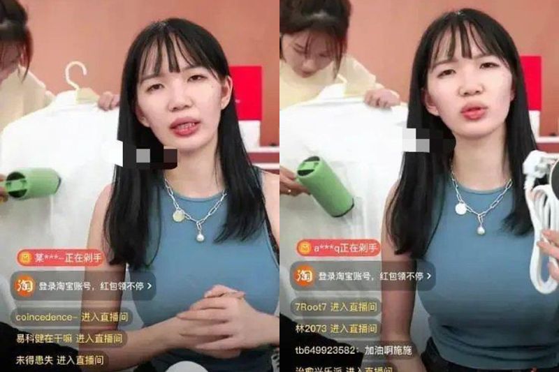 ▲施子怡近期開直播做銷售時,遭網友發現真實面容「像40歲普通大媽」。(圖/翻攝自微博)