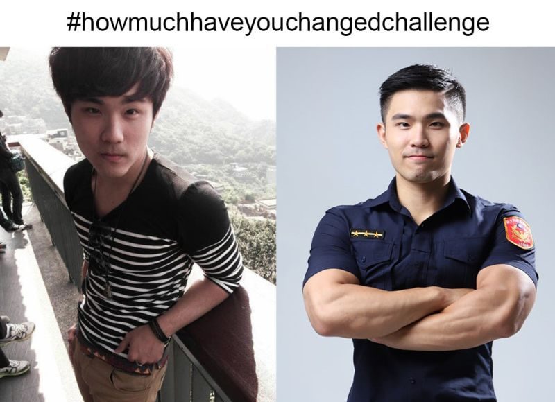 ▲臉書重掀「十年改變挑戰」風潮，新北市警察局也貼出一張員警照片讓網友為之瘋狂。（圖／翻攝自新北市政府警察局臉書）