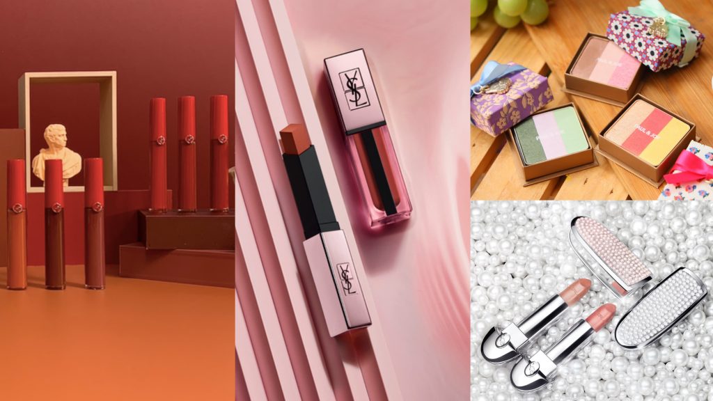 ▲2021年各品牌即將推出絕美彩妝。（圖／Giorgio Armani、YSL、PAUL&JOE、嬌蘭）