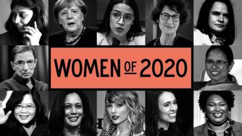 ▲英國《金融時報》讀者評選出2020年全世界最具影響力的12名女性，總統蔡英文（下排左1）也上榜。（圖／翻攝自金融時報網站）