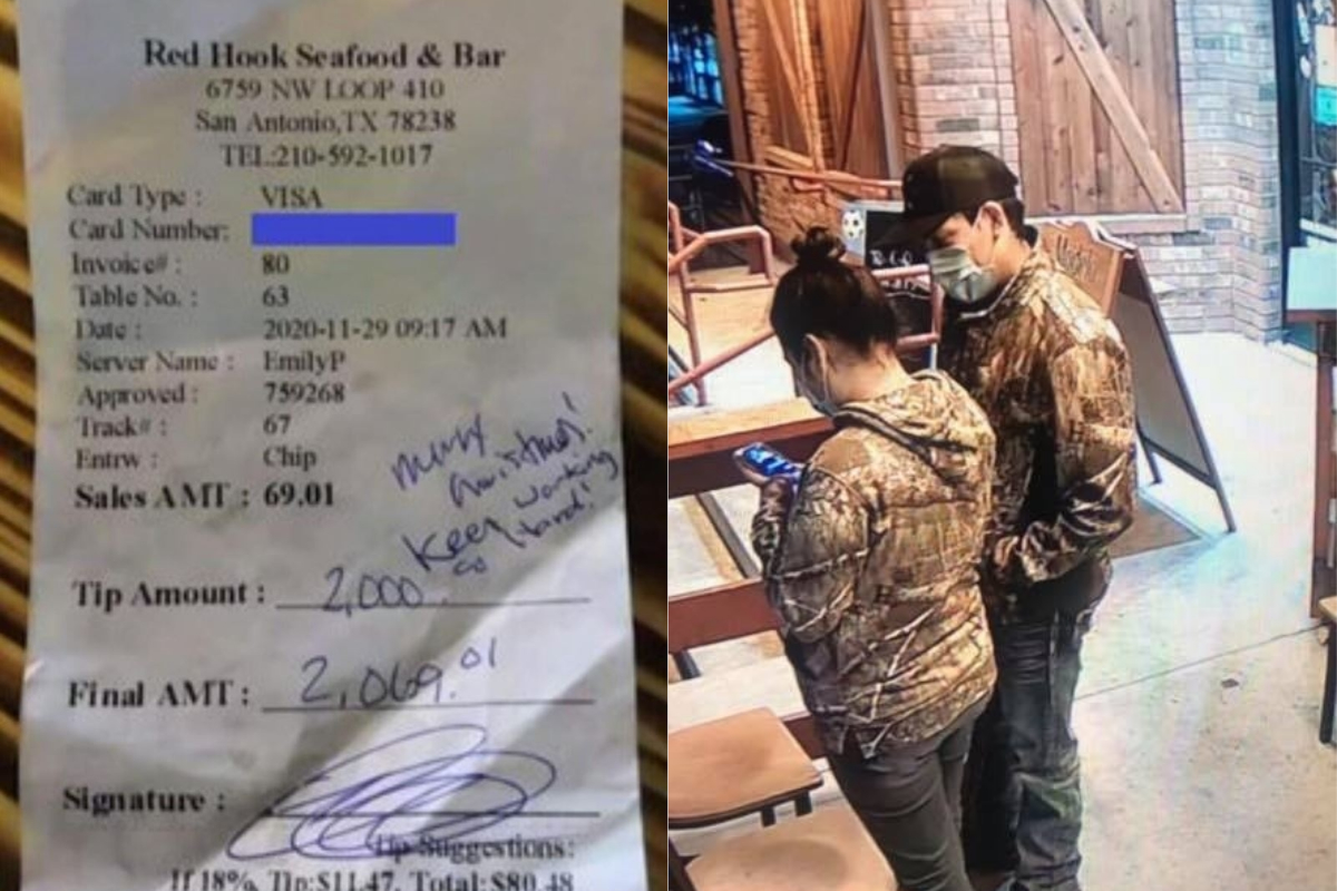 ▲美國一名女服務生日前收到一筆2千美元的小費，但餐廳最後只願給她5百美元。（圖／翻攝自《KHOU11》及《Redhookseafood》臉書 ）