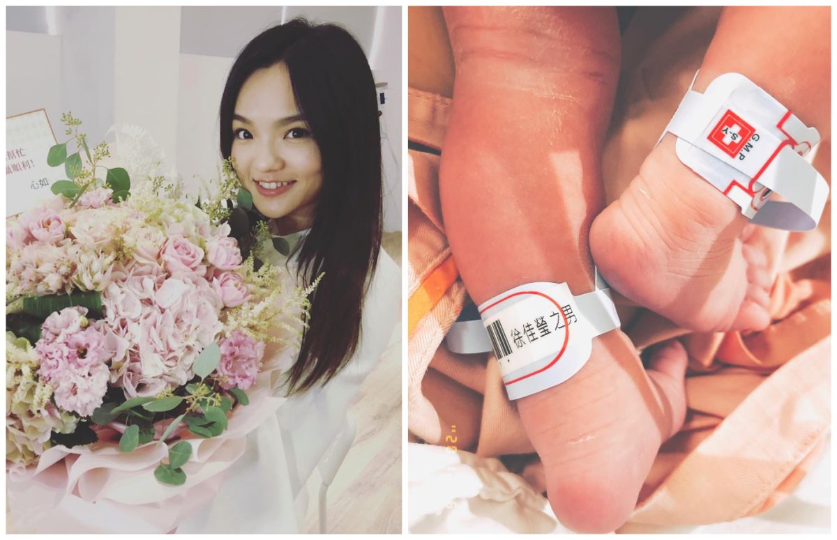 ▲徐佳瑩（左圖）貼出兒子的雙腳萌照，發文提到已順產。（圖／翻攝徐佳瑩臉書）