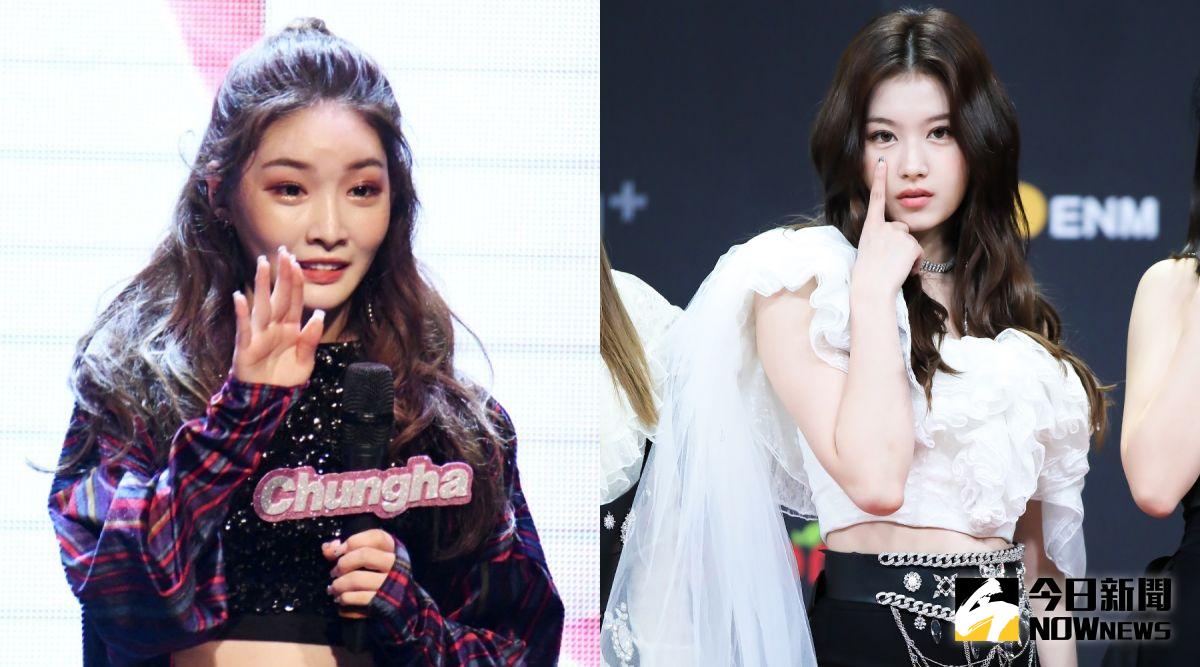 ▲請夏（左）確診新冠肺炎前，曾與TWICE成員SANA碰面。（圖／資料照、CJ ENM提供）