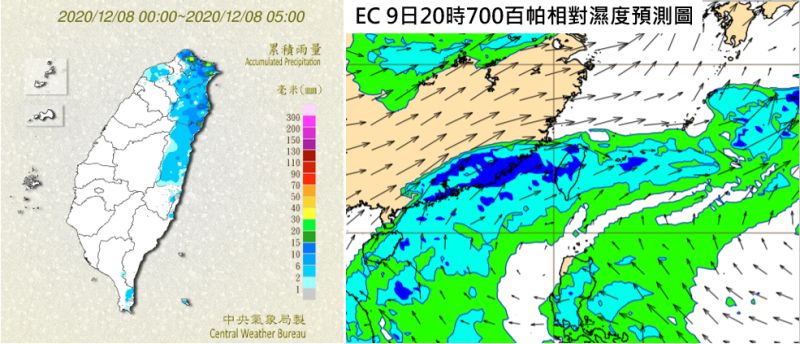 ▲氣象專家吳德榮指出,今(8)中層水氣逐漸移入,含水量雖不多,苗栗以南雲量漸增,局部短暫雨的機率逐漸提高。(圖/翻攝自《三立準氣象·