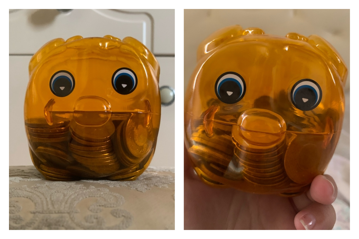 ▲網友表妹向長輩借了2萬5千元，結果用這小豬撲滿還。（圖／翻攝自批踢踢）