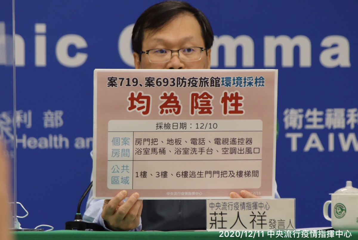 ▲指揮中心今（11）天公布案719檢疫旅館人員採檢結果。（圖／指揮中心）