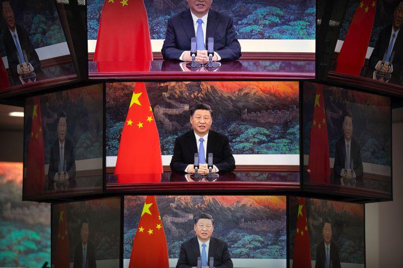 ▲中國國家主席習近平12日在氣候雄心峰會上透過視訊發言，表示將推動中國發展綠色轉型。（圖／美聯社／達志影像）