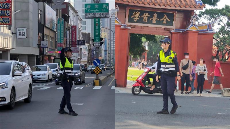▲有網友看到正妹女警指揮交通，心想「難怪這麼多人來台南」。（圖／翻攝自 台南爆料公社-台南最大社團 ）
