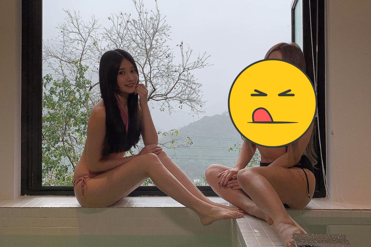 ▲艾瑞絲（左）與F級插畫家（右）泡溫泉。（圖／艾瑞絲IG） 