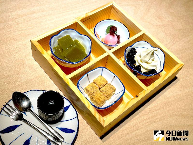 ▲京都勝牛還推出CP值超高的傳統日式下午茶甜點,預計吸引女性顧客,僅125元的超低價即可享用「日式四格甜點」。(圖/記者黃仁杰攝,2020.12.17)