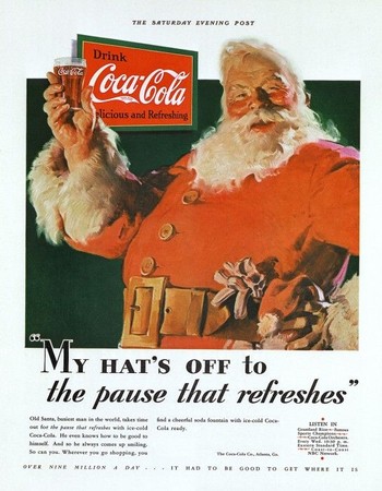 ▲1931年，可口可樂為了提高冬天銷量，請來藝術家海頓·珊布（Haddon