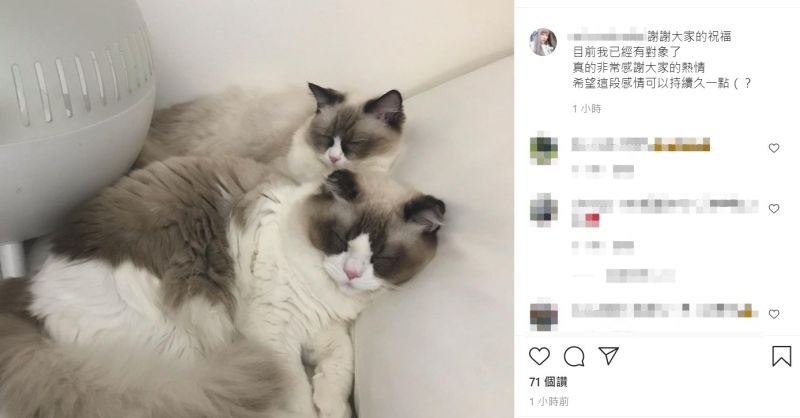 ▲倪安宣布自己已經成功找到對象。(圖/翻攝倪安IG)
