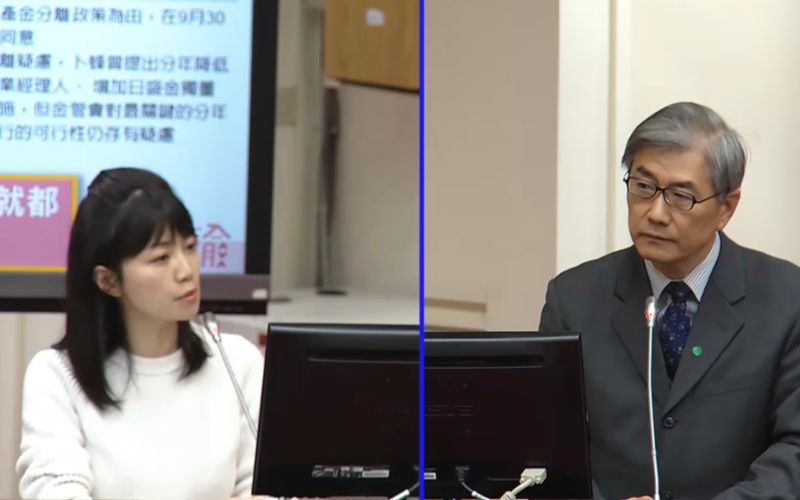 ▲金管會通過富邦金收購日盛金案,不過,民進黨立委高嘉瑜(左)質疑在日盛金中資疑慮還未查清前,就火速通過此案,根本是在護航中資?也讓平時