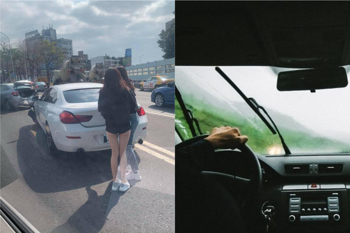 ▲有網友在路上遇見車禍，卻發現肇事者是一位正妹。（示意圖／翻攝自《爆廢1公社》及《pixabay》 ）