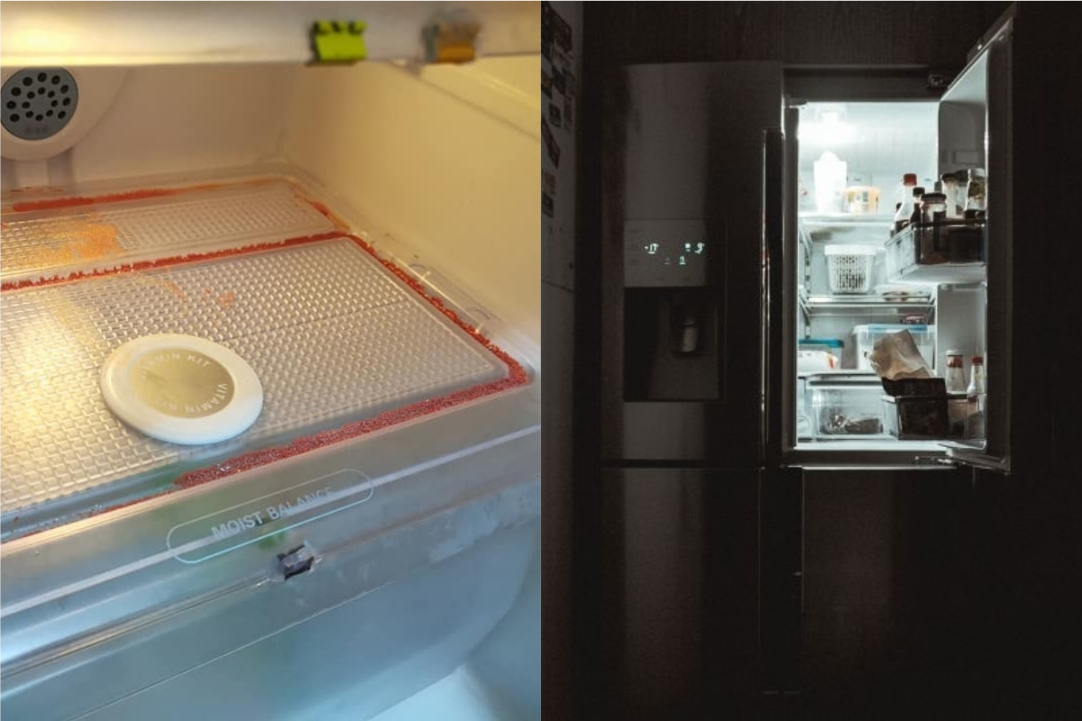 ▲有網友意外發現，冰箱裡竟然出現「紅色粉末結晶」。（示意圖／翻攝自《爆系知識家》及《unsplash》 ）