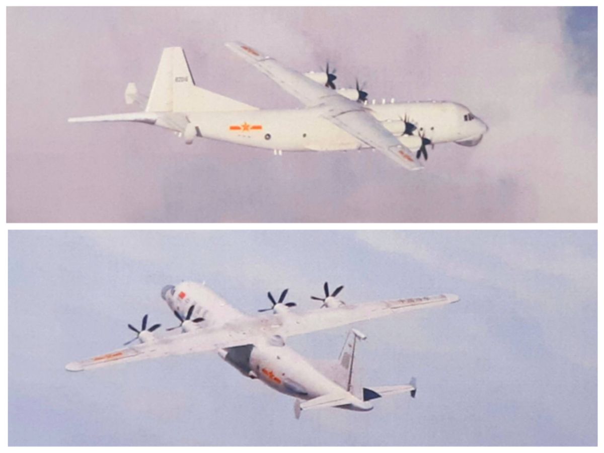 ▲國防部今（25）日晚間證實，中共解放軍出動1架次運8反潛機（上）與1架次運8技術偵察機（下）擾台。（圖／國防部提供）