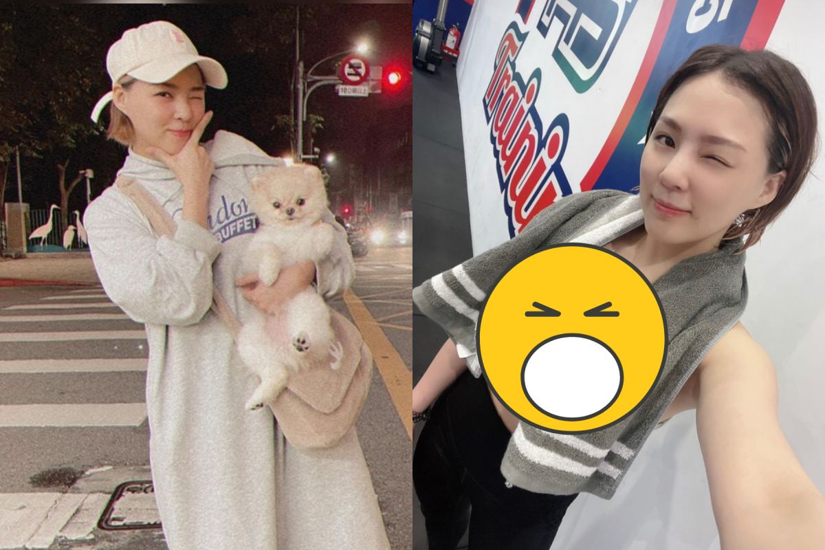  

▲熊熊上健身房還債，運動內衣出賣深溝。（圖／熊熊IG） 