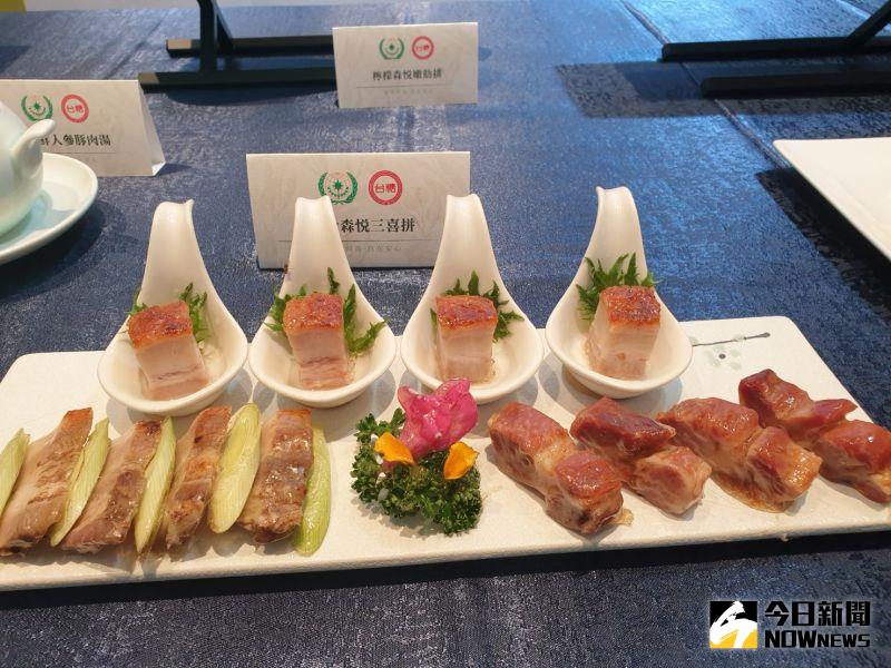 ▲台中長榮桂冠酒店為了讓消費者吃得美味又安心,引用台糖頂級國產「森悅豬」入菜。