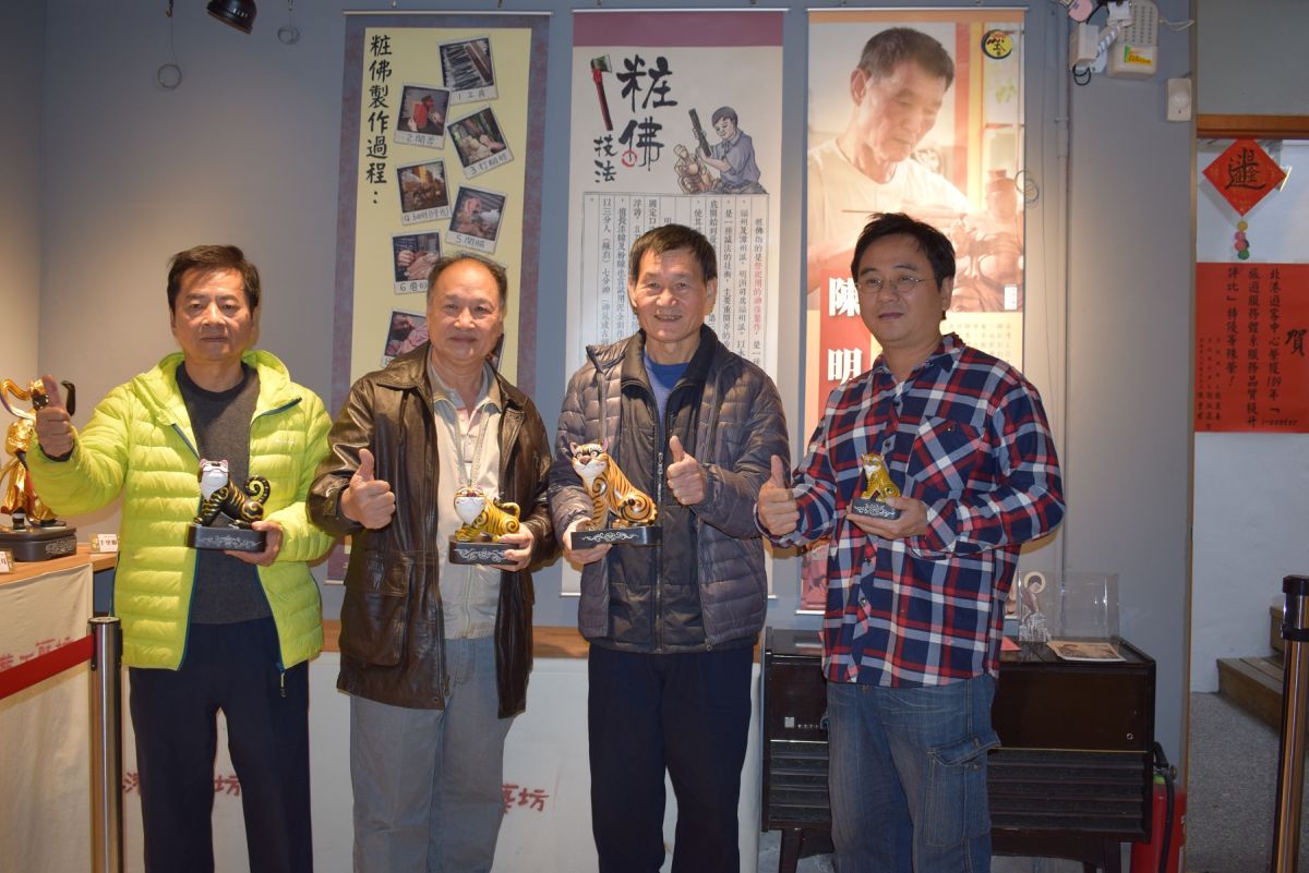 ▲國家級工藝大師陳明洲在北港工藝坊，展出妝佛、木雕、泥塑與漆藝作品，展期即日起至明年元月31日。（圖／記者洪佳伶攝，2020.12.30）