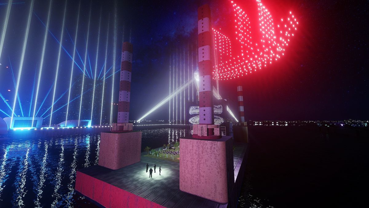 ▲高雄市政府跨年晚會今天邀請民俗專家指導，恭請鹽埕北野町溫王廟溫府大王爺安座跨年活動海上舞台，盼庇佑跨百光年活動順利進行，並且在現場會進行「和瘟押煞」科儀，用很台灣的方式為全世界祈福。(圖／高市府提供)