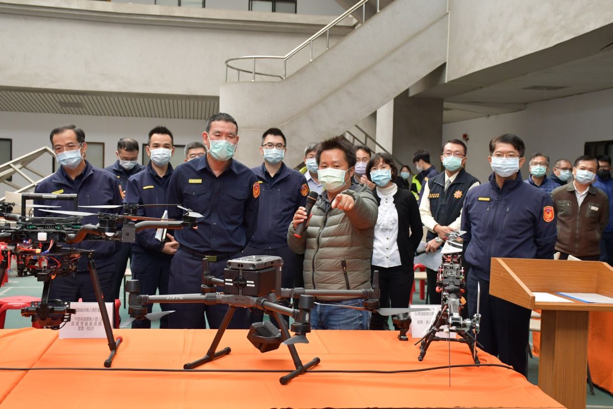 ▲縣警察局舉辦109年遙控無人機應用觀摩展。（圖／記者蘇榮泉攝，2020.12.30）