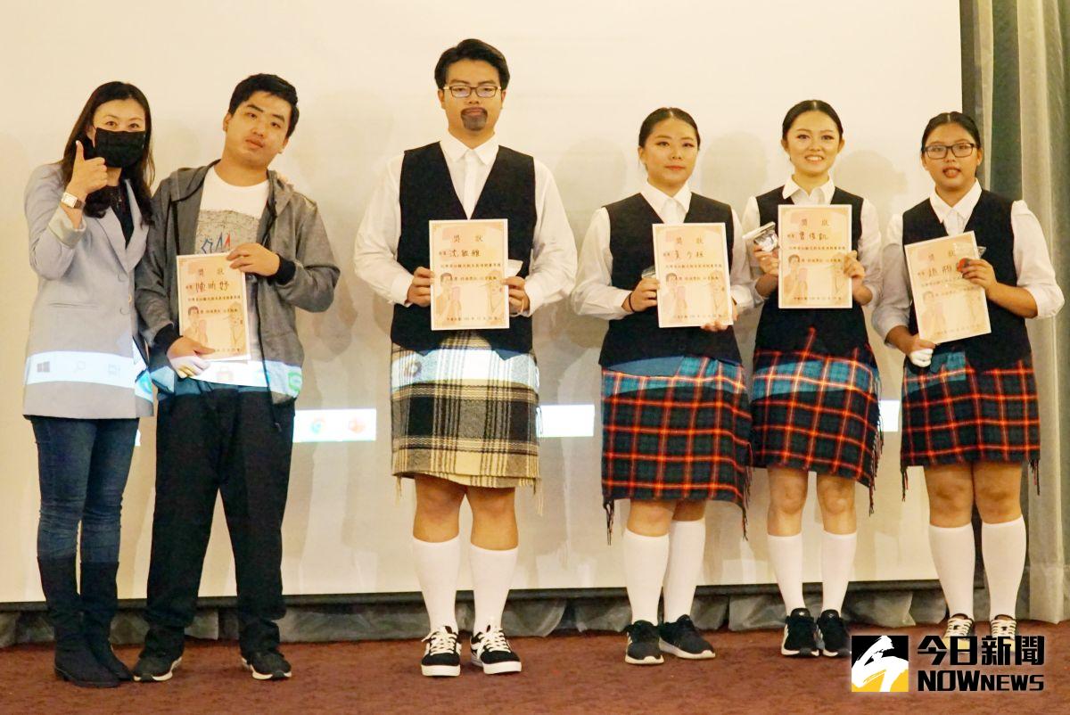 ▲大葉大學觀光系「彩妝儀態」課程辦理期末展演，蘇格蘭組掄元。（圖／記者陳雅芳攝，2021.01.04）