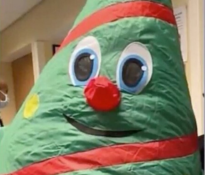 ▲美國加州一處醫院，近日傳出有不知自己已染病的員工，於耶誕節當天穿上變裝充氣服，赴急診室與同事們玩耍、打氣，結果疑似因此散播病毒，導致44人感染、1人死亡的悲劇。（圖／翻攝自華盛頓郵報）