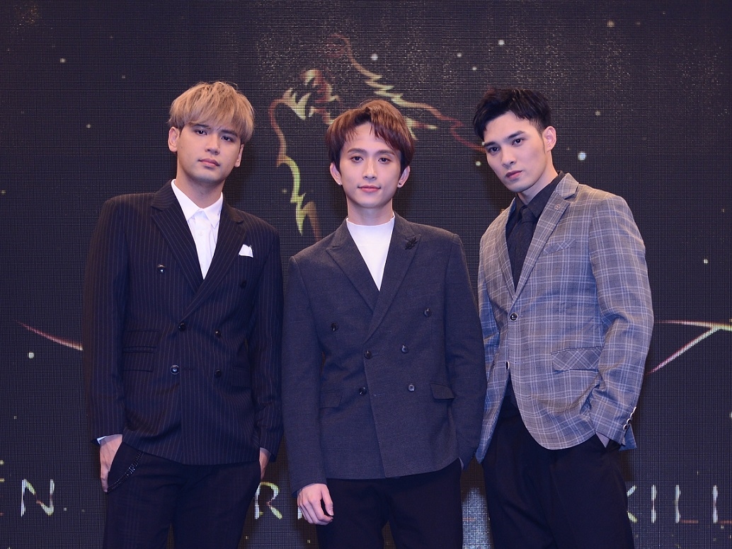 ▲陳零九（左起）、邱鋒澤、黃偉晉出席頒獎典禮。（圖／八大提供）